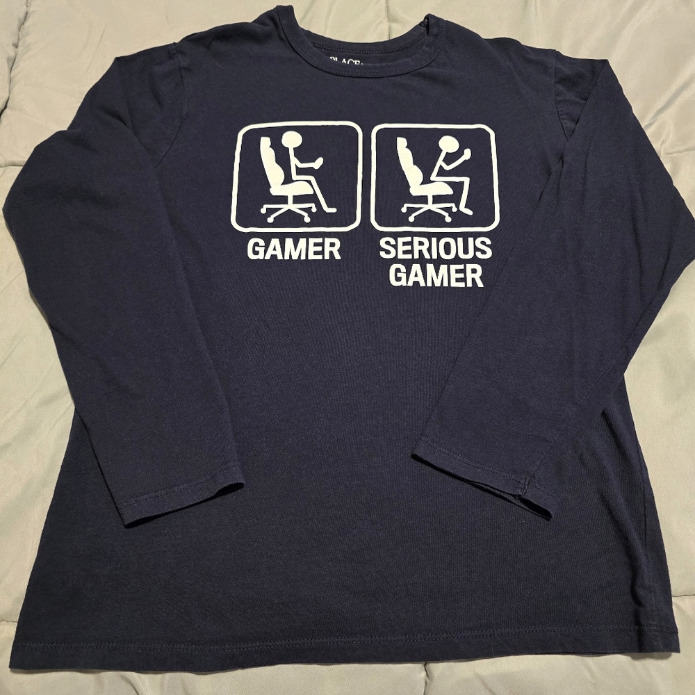 The Childrens Place Boys Gamer Long Sleeve Shirt Blue White Size Large‎ 10/12